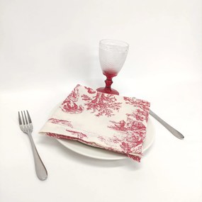 Individual/Guardanapo Linho COL Toile de Jouy Red