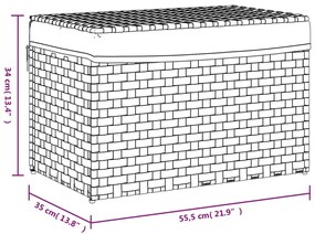 Cesto roupa suja c/ tampa 55,5x35x34 cm vime PE castanho-escuro