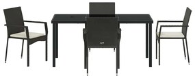Conjunto de Jantar de Jardim 5 pcs Preto 160 x 80 x 73 cm