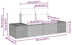 Conjunto de Sofá de Jardim com 5 Peças e Almofadas Cinza em Rattan Sin