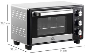 Mini Forno 16L com 3 Modos de Aquecimento Temperatura até 230°C Temporizador 60 Minutos 44x32x28,1 cm Prata