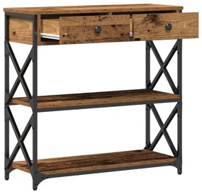 Mesa de Consola vidaXL Madeira Velha 75x28x75 cm Madeira Compensada e