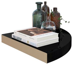 Prateleira de canto suspensa 35x35x3,8 cm MDF preto brilhante