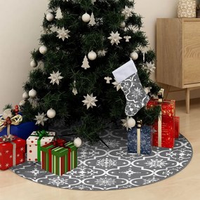 vidaXL Saia de árvore de Natal luxuosa 122 cm com meia tecido cinzento