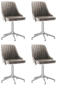 vidaXL Cadeiras de jantar giratórias 4 pcs veludo cinzento-claro