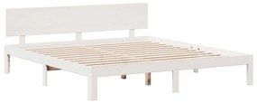Cama com estante sem colchão 200x200 cm pinho maciço branco