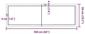 Tampo de mesa 160x50x(2-6) cm carvalho tratado castanho-claro