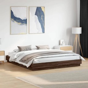 vidaXL Estrutura de cama com luzes LED 180x200 cm carvalho castanho