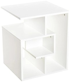 HOMCOM Mesa Apoio Auxiliar Compacta Estante Arrumação Sala Quarto Design Moderno Funcional 45x40x55 cm Branco | Aosom Portugal