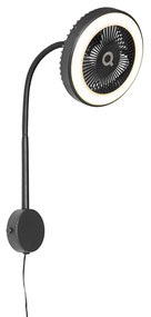Ventilador de parede preto com LED 2700K - Dores Moderno