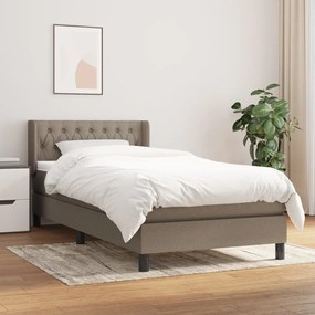 vidaXL Cama com molas/colchão 90x190 cm tecido castanho-acinzentado