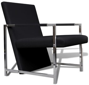 Poltronas com estrutura cromada 2 pcs couro artificial preto