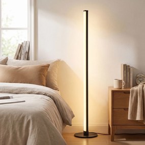 Candeeiro de pé LED com regulador de intensidade e luz branca quente, 3000 K, 18 x 18 x 139,4 cm, preto