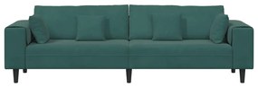 Sofá de Veludo com almofada com travesseiro Verde Escuro 208 cm Veludo