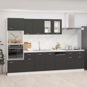 vidaXL 7 pcs conjunto armários de cozinha contraplacado cinzento