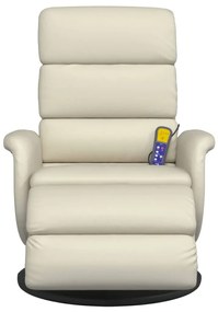 Cadeira massagens reclinável c/apoio pés couro artificial creme