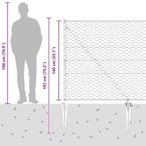 Cerca Hexagonal vidaXL Cinza 1,4x50 m Aço