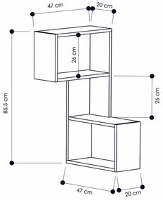 Prateleira de Parede Part – Branco – 47x85,5x20 cm