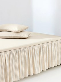Saia de cama xadrez em algodão com folhos Twyla