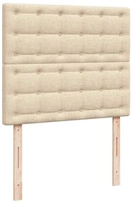 Cama box spring c/ colchão e LED 120x190 cm tecido cor creme