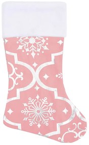 Saia de árvore de Natal luxuosa 90 cm com meia tecido rosa