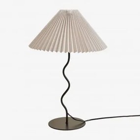 Candeeiro De Mesa Em Ferro E Linho Siliema Preto Mate - Sklum