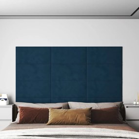 Painel de parede 12 pcs 60x30 cm veludo 2,16 m² azul