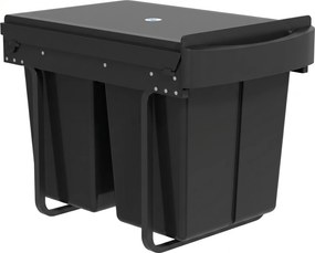 Caixote do lixo deslizante para debaixo do lava-loiça 52 x 33,5 x 41 cm, caixote do lixo para separação seletiva, 2 x 20 L, baldes interiores removíve