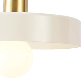 Candeeiro suspenso retro dourado com vidro bege - Jina Retro
