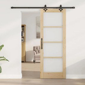 Porta Deslizante vidaXL com Conjunto de Hardware 'ORKDAL'Madeira Sólid
