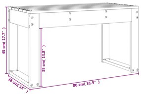 Banco de jardim 80x38x45 cm madeira de pinho maciça branco