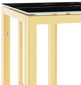 Mesa consola 70x30x70 cm aço inoxidável e vidro dourado