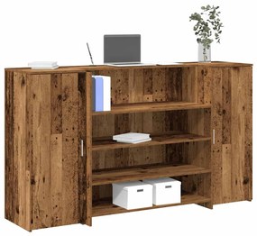 vidaXL Balcão de recepção 180x50x103,5 cm madeira madeira velha