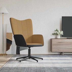 vidaXL Cadeira de descanso PVC e veludo castanho
