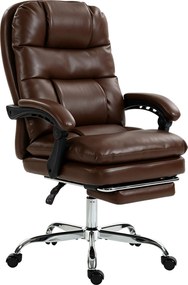 Cadeira de Escritório Ergonómica com Apoio para os Pés Molas Ensacadas Reclinável 155° Encosto Alto Apoio de Cabeça Castanho