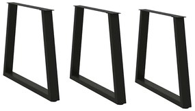 vidaXL Pernas para mesa de jantar em V 3 peças, preto, 70x(72-73,3) cm, aço