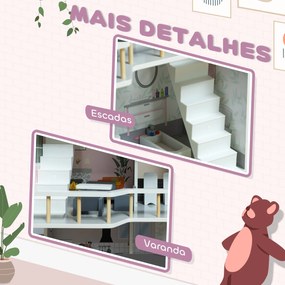 AIYAPLAY Casa de Bonecas com Móveis e Acessórios Casa de Bonecas de Ma