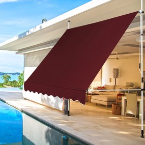 Toldo Telescópico e Retrátil 250 cm Resistente aos Raios UV Impermeável com Manivela Altura Regulável para Janela Varanda Jardim Vermelho