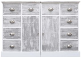 Aparador com 10 gavetas 113x30x79 cm madeira cinzento