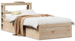vidaXL Estrutura de cama com cabeceira 90x190 cm pinho maciço