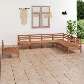 vidaXL 7 pcs conjunto lounge de jardim pinho maciço castanho mel