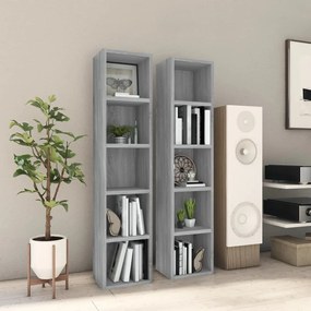 vidaXL Armários para CDs 2pcs 21x16x93,5cm deriv. madeira sonoma cinza