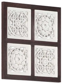 Painel parede esculpido à mão MDF 40x40x1,5 cm castanho/branco
