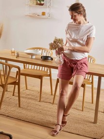 Calções em gaze puro algodão, para grávida castanho claro liso