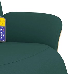 Cadeira massagens reclinável c/ apoio pés tecido verde-escuro