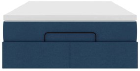 Estrutura de cama otomana com colchão 120x200 cm tecido azul