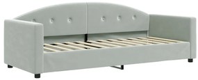 Sofá-cama c/ gavetão e colchões 80x200 cm veludo cinzento-claro
