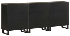 3 Peças Aparadores preto 60x33x75 cm madeira maciça manga