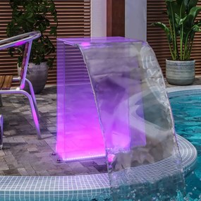 Fonte de piscina com luzes LED RGB 51 cm acrílico