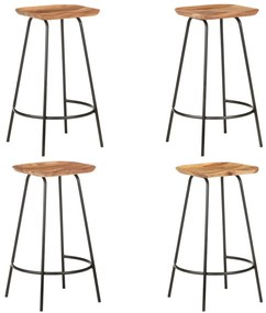 Bancos de bar 4 pcs madeira de acácia maciça